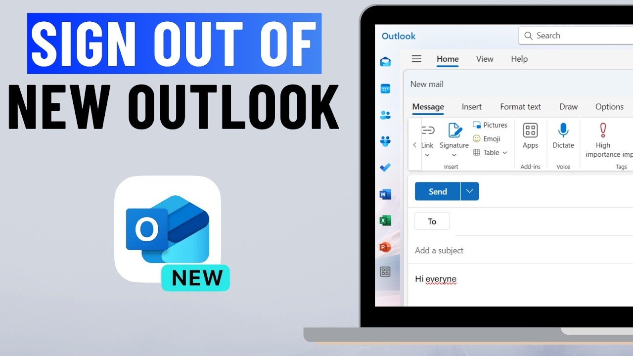 Steps for logging out of Outlook