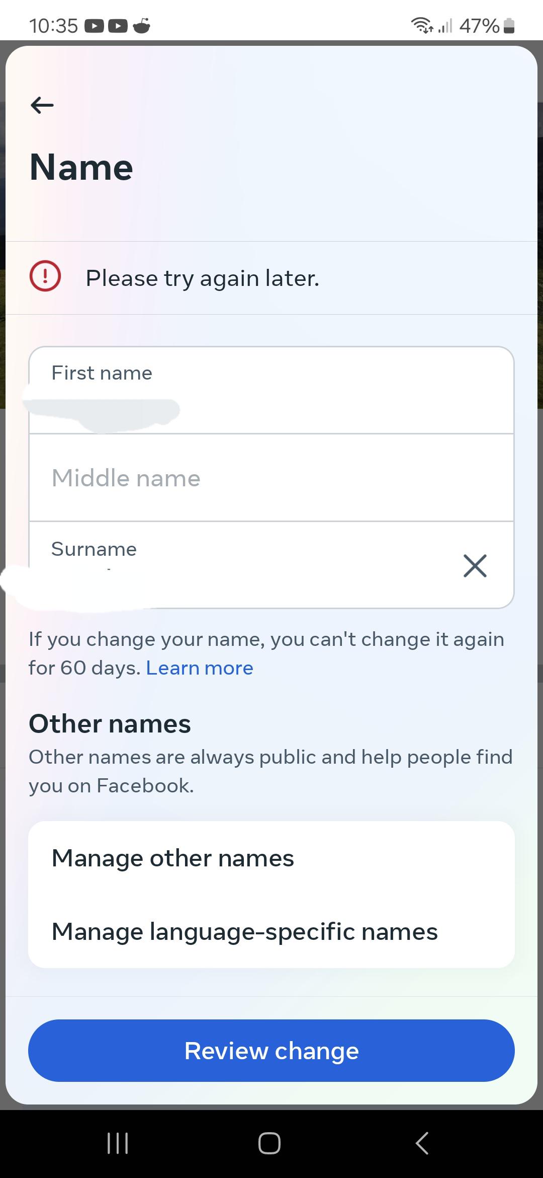 How to change Facebook name