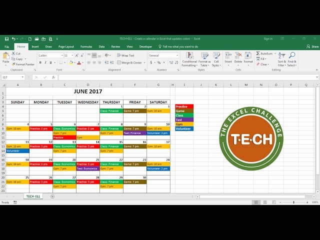 Excel Calendar Design