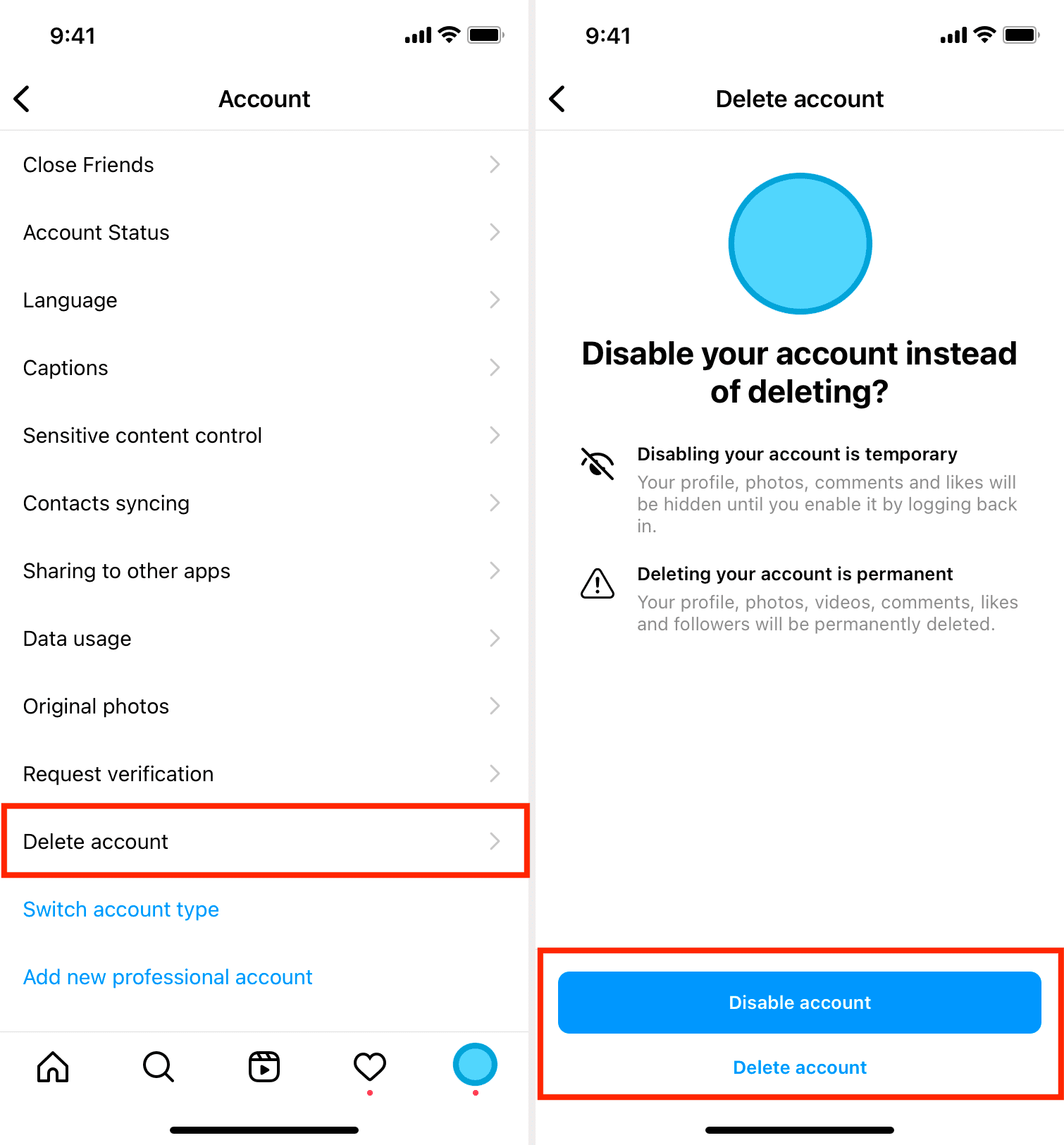 Instagram Account Deactivation Process