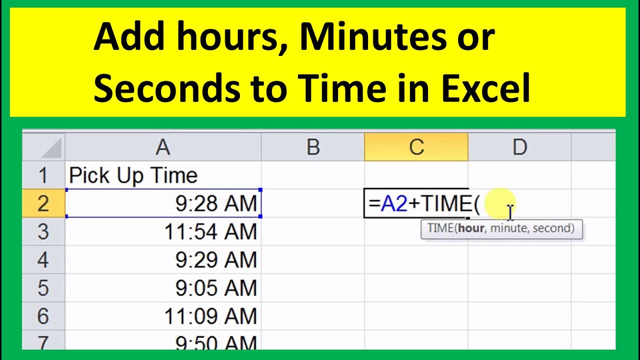 how to add time in excel